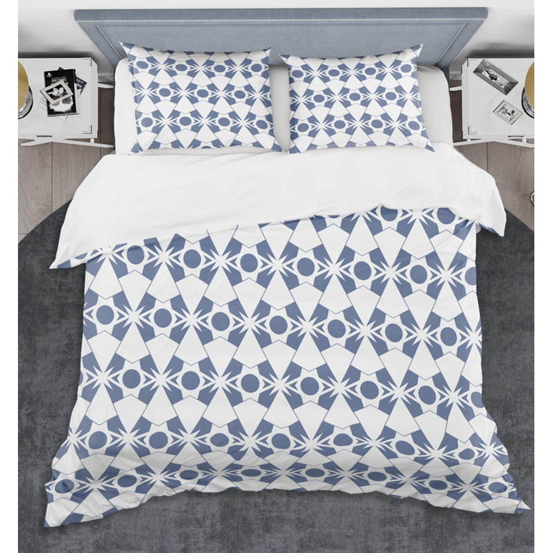Ensemble de housse de couette abstraite à la fois mid-century avec géométrie rétro