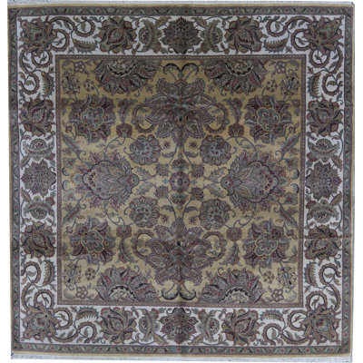 Hand-Knotted High-Quality Beige Square Area Rug