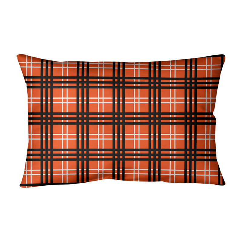 Housse de coussin Luxury Cincinnati, Orange / blanc / noir, Cuir / Suède