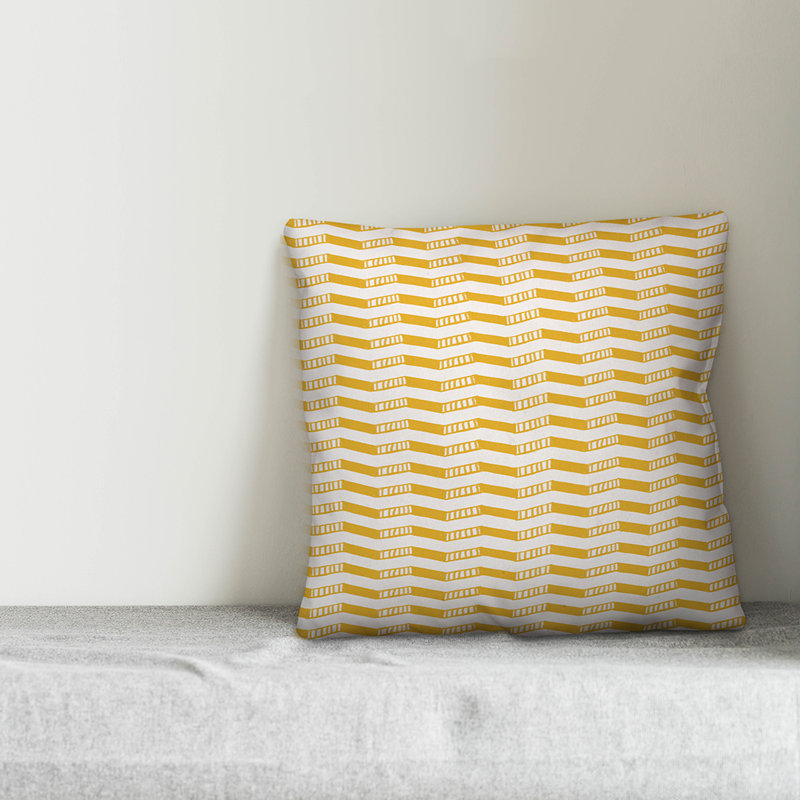  Housse et insert de coussin carré Tally, 16 po x 1 po, Chevron jaune 1