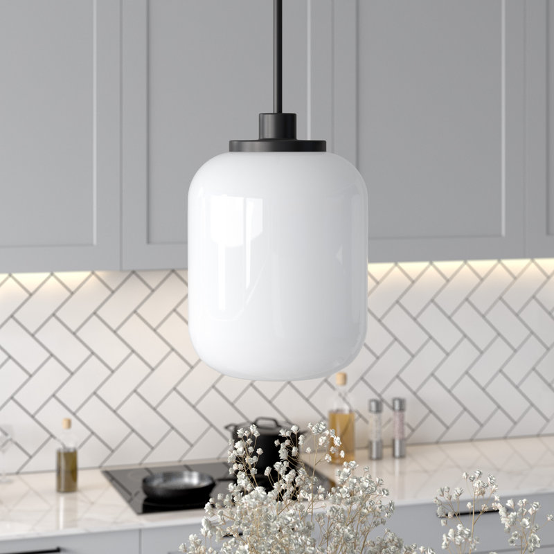 Luminaire suspendu en pot 1 lumière Aleanna, Bronze noirci, Blanc