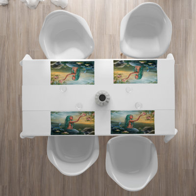 Mermaid Polyester Patterned Rectangle Placemat