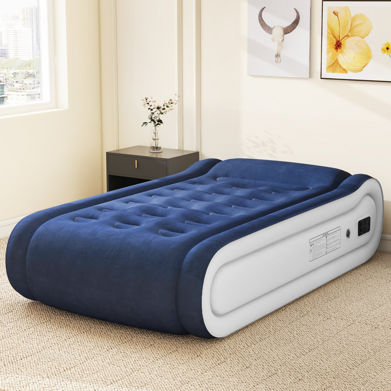 Matelas gonflable bleu Balconera avec coussin intégré, Lit simple