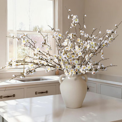 6 Pcs Artificial Cherry Blossom Branches White