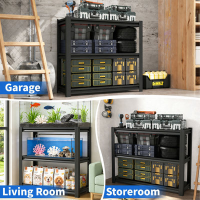 Support d'aquarium de 30 à 40 gallons - support d'aquarium en métal, étagère de rangement de garage robuste réglable de l 47,2 po x P 18 po x H 39 po, étagère de réservoir à poissons à 3 niveaux pour le bureau personnel, réservoir non inclus