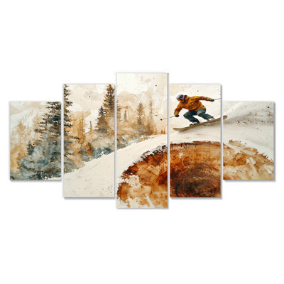 Summit Gliders Skiing In A Winter Landscape III - Wall Art - Art Decor Set Diamond