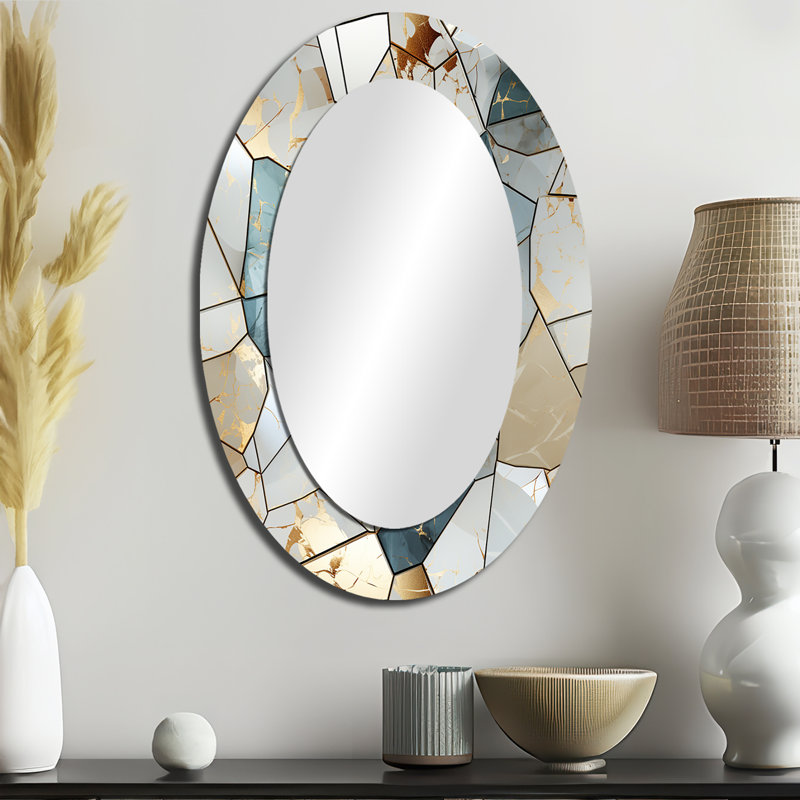 Grand miroir mural bleu sarcelle et gris Harmony, H 36 po x l 24 po