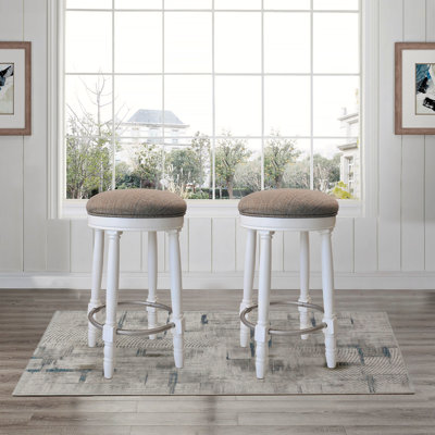 Ensemble de tabourets de bar 2, tabouret de bar pivotant à 360 ° en bois à hauteur de comptoir de 26 po avec siège rembourré en tissu pour la cuisine, la salle à manger et le salon