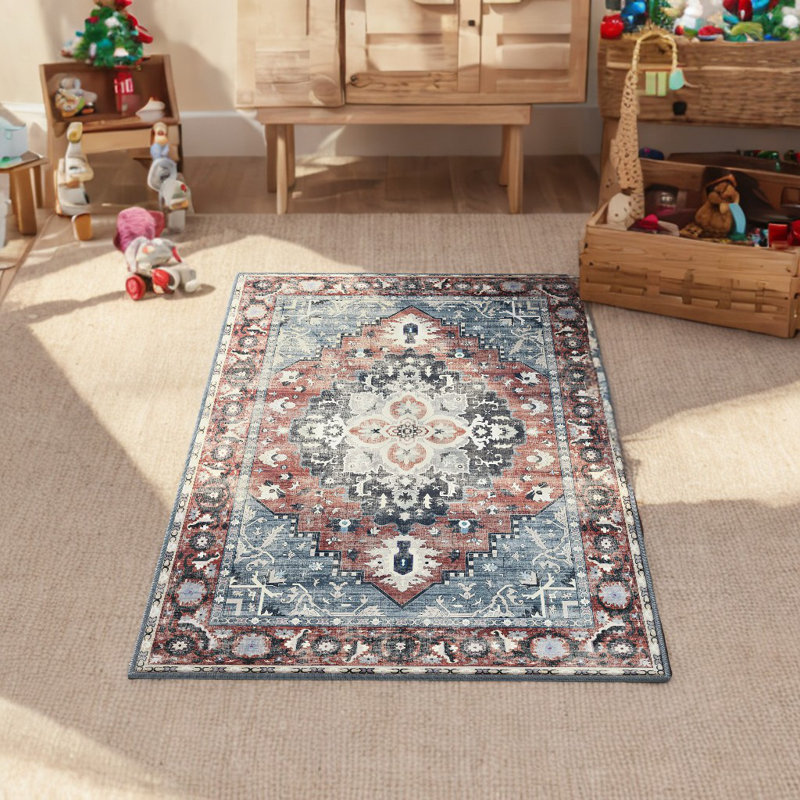 Autavia Area Rug, Non-Slip Carpet, Traditional Vintage Style, Machine Washable, Rectangle 3*5