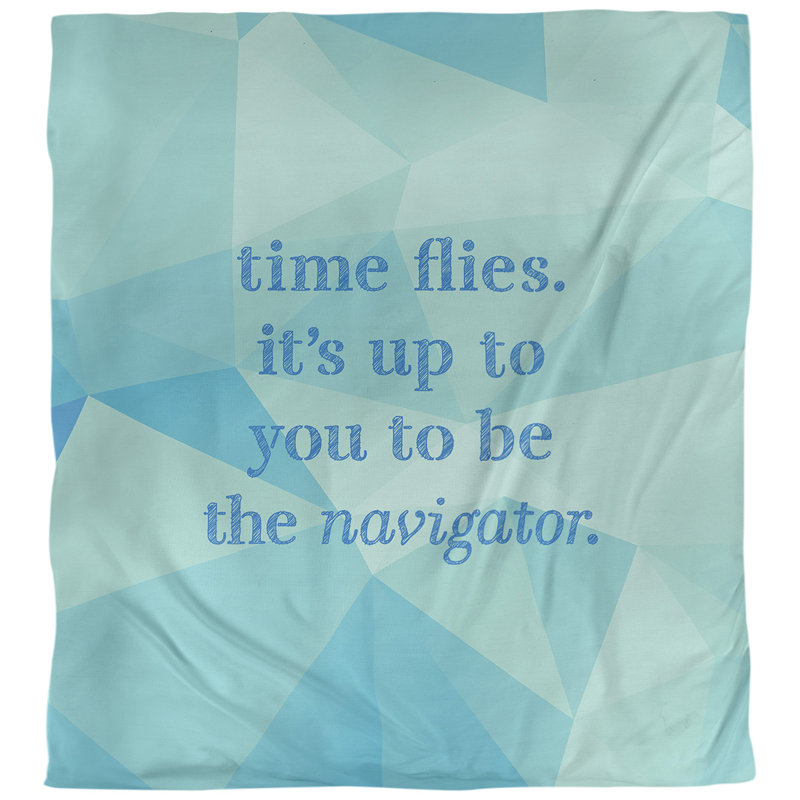 Housse de couette simple Time Flies Quote, Housse de couette pour très grand lit, Bleu zircon