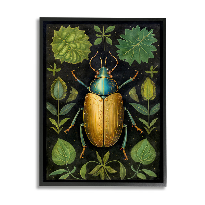 Reproduction giclée encadrée « Étude de coléoptères botaniques » par The Dutch Lady, H 19 po x l 13 po x P 0,5 po