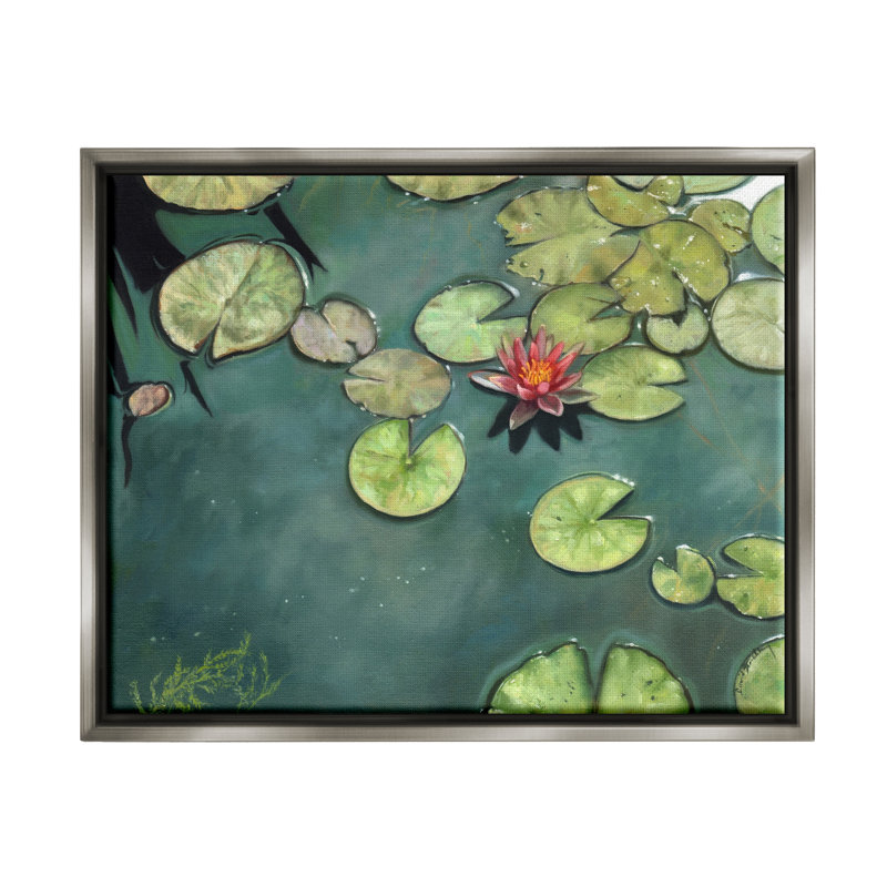 «Pond Lily Lotus Blossom Floating Peaceful Botanicals» par David Stribble - peinture à cadre flottant sur toile
