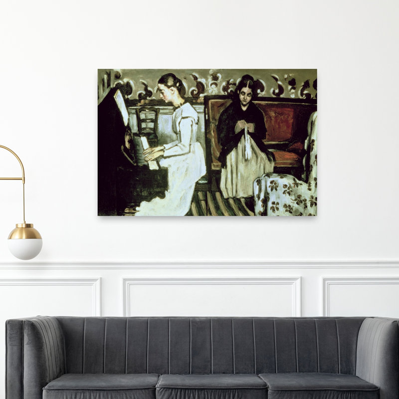 Jeune fille au piano, 1868-1869, estampe d'art mural abstraite contemporaine, H 40 po x l 60 po