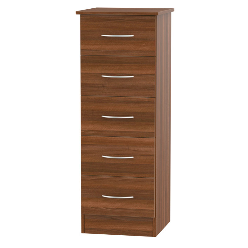 Tabatha 39.5cm W 5 - Drawer Chest of Drawers, Walnut
