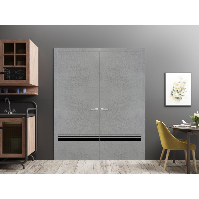 Porte pliante en bois massif massif, Béton, 42 po x 96 po