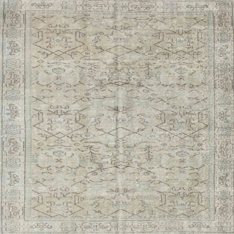 Tapis beige contemporain, Carré 8 pi