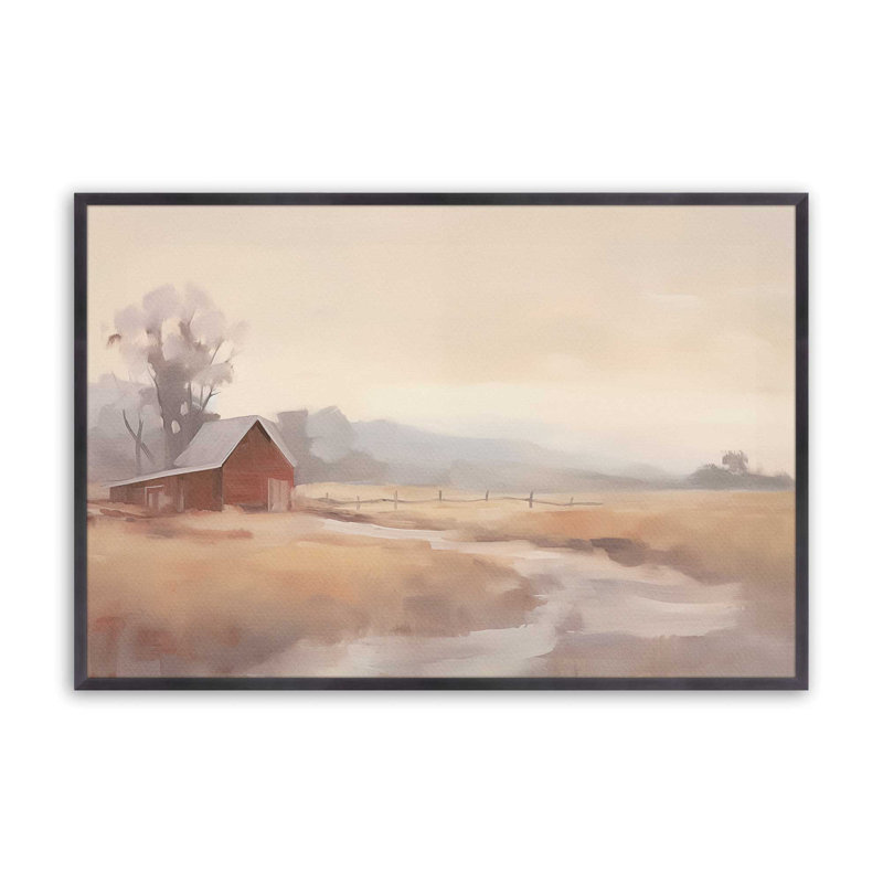 Misty Countryside Barn, Cadre en zinc patiné, H 25,25 po x l 37,25 po