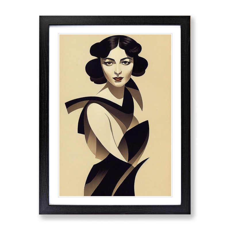 Classic Portrait of a Woman No.4 1 Piece Single Picture Frame Wall Art, 46cm H x 34cm W x 2cm D, Black