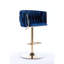 De 2 tabourets réglables en hauteur, velours bleu marine, pieds dorés, repose-pieds et base, velours mécanique 2 pièces et mécanisme