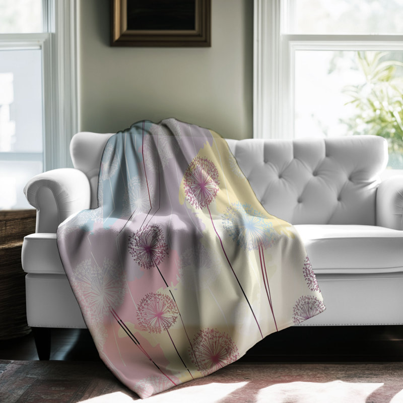 Whispery Dandelion Art - 1 pièce Sherpa Premium, Grand lit