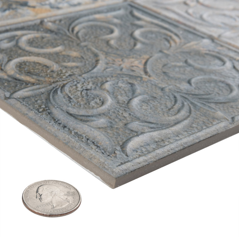 Antigua Lis 13" x 13" Straight Edge Porcelain Metal Look Wall Tile, Gray
