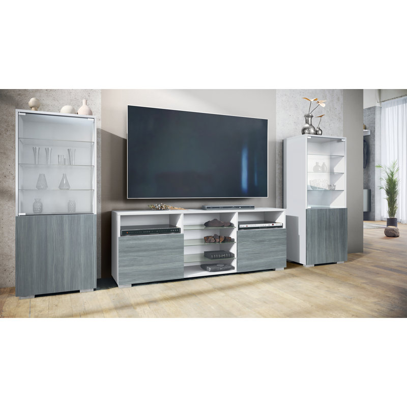 Rikkita Unfinished Entertainment Centre for TVs up to 65", White/Avola Anthracite