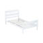 Lit simple avec tête et pied de lit, structure en bois d'hévéa massif, design minimaliste avec rangement, blanc-117988996