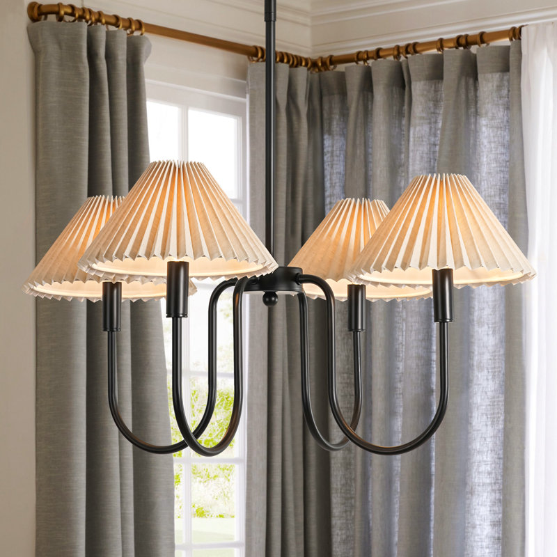 4-Light Classic / Traditional Dimmable  Chandelier, Matte Black