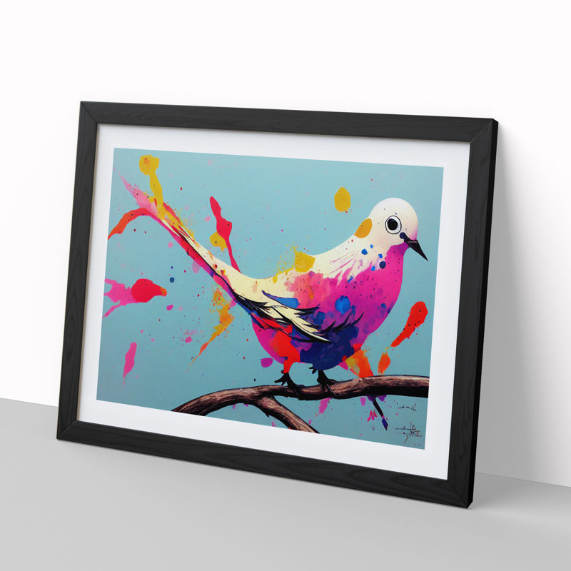 Dove Bird Splash Vol.1 Abstract - Single Picture Frame Painting, Black Framed, 34cm H x 46cm W x 2cm D