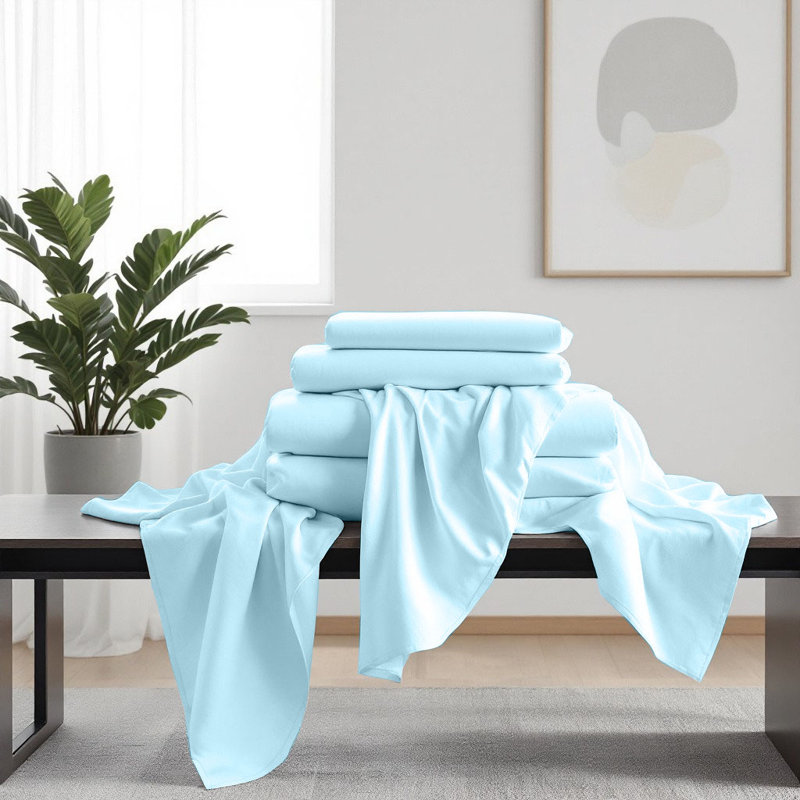 Ensemble de draps luxueux en microfibre de qualité supérieure, Turquoise, Ensemble de draps pour lit très grand californien