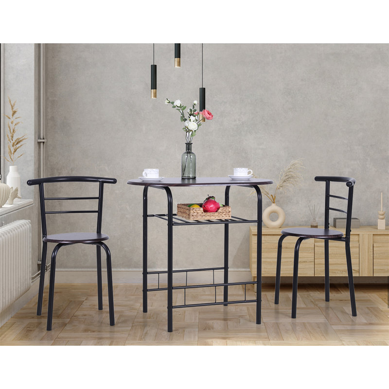 Ensemble repas pour 2 personnes Myleen, Noyer, Noyer / noir, Noir