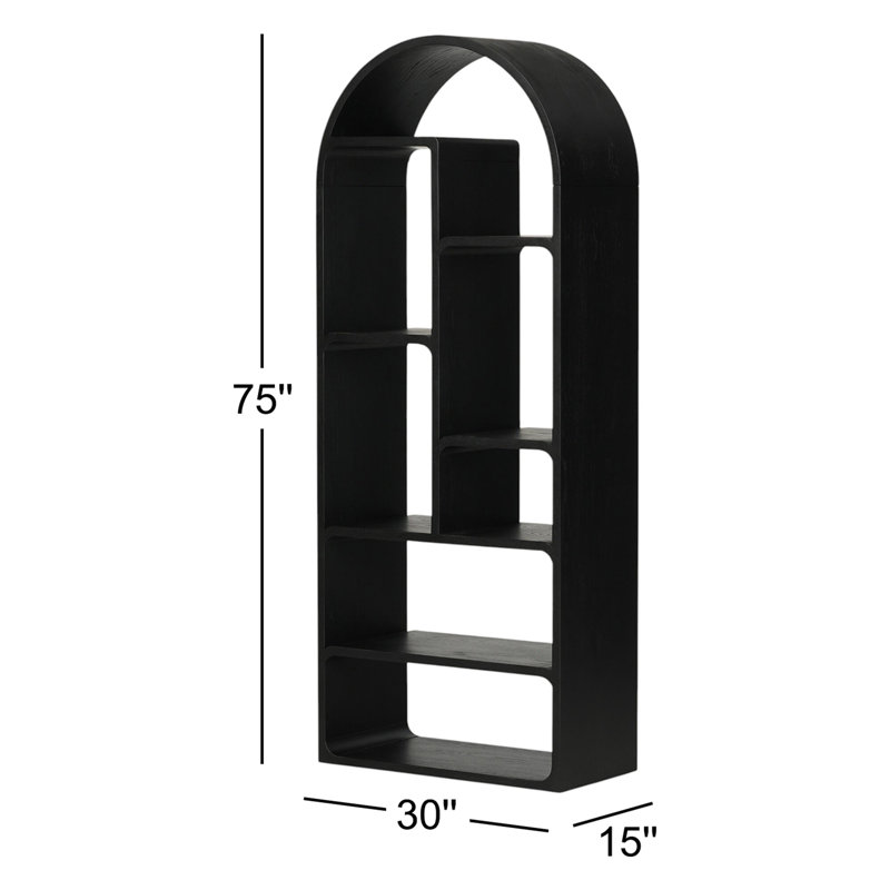 Risa Geometric Bookcase, Brushed Ebony Oak