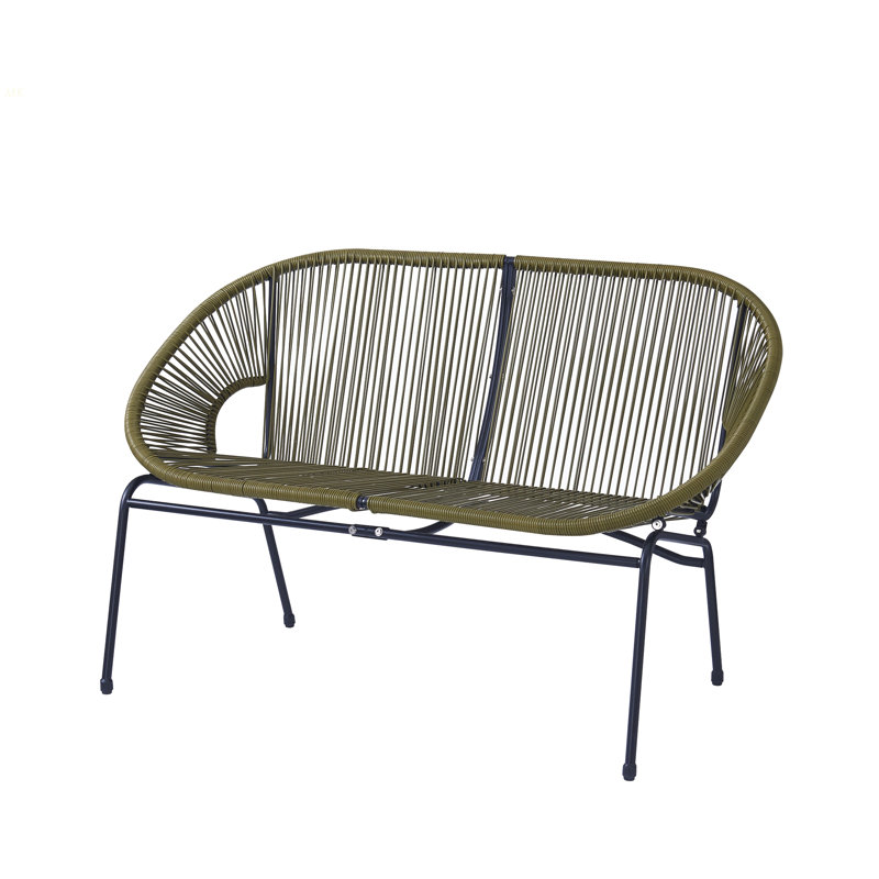 CONDESSA OUTDOOR PATIO GREEN WICKER LOVESEAT, Green/Black