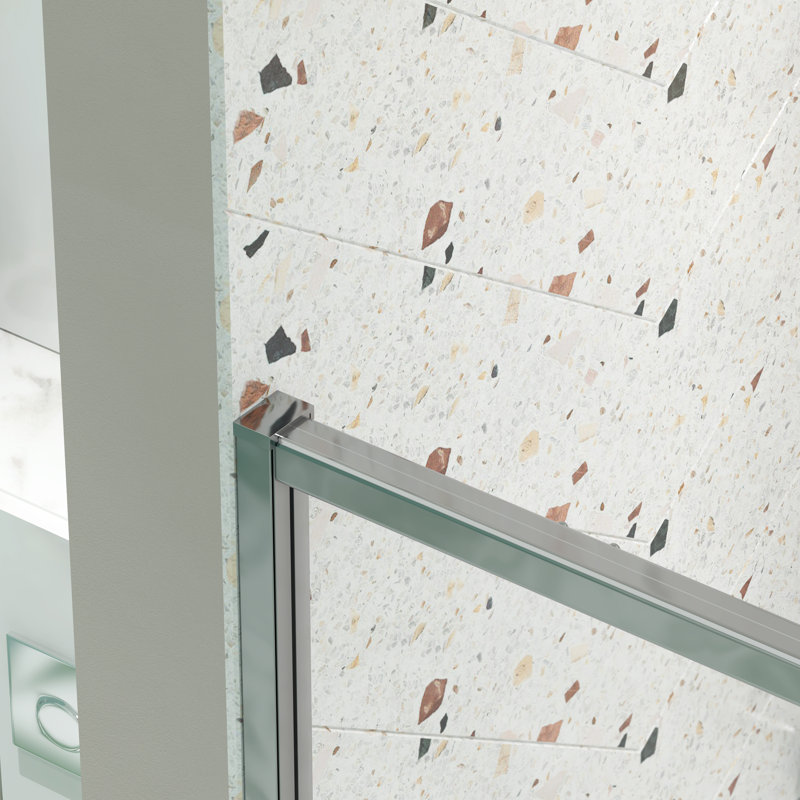 privdr 50"-54"W x 71" H Pivot Semi-Frameless Shower Door, Chrome