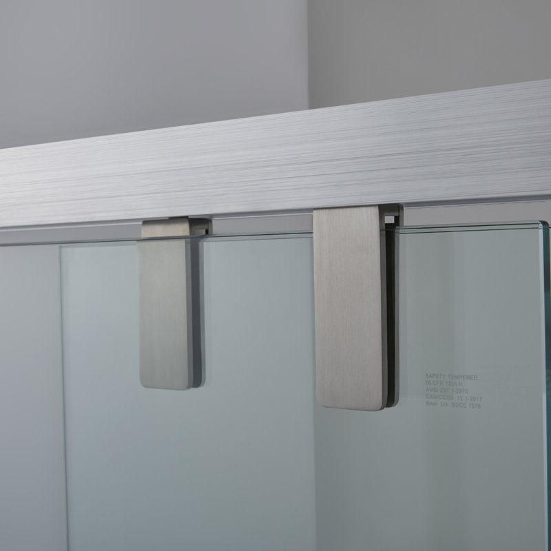 60" W x 76" H Double Sliding Framed Shower Door, Brushed Nickel