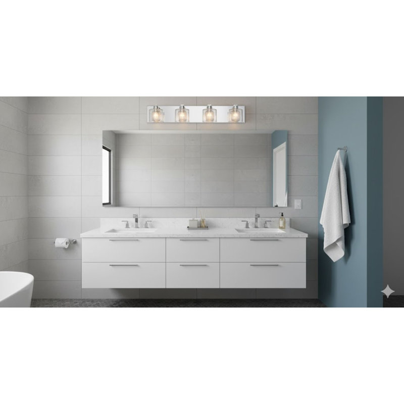 Meuble-lavabo moderne en cristal 4 lumières Thorne