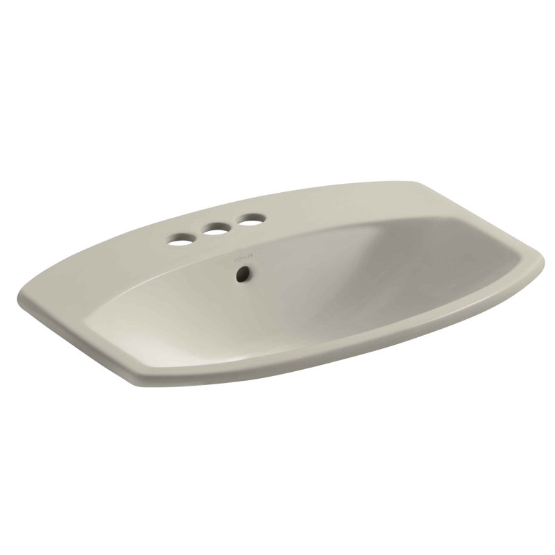 Cimarron Vitreous China Rectangular Drop-In Bathroom Sink with Overflow, Cashmere, Single