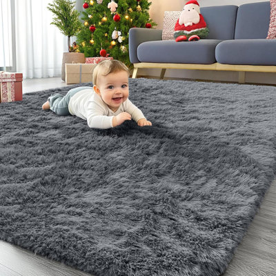 Fluffy Shaggy Rugs Living Room, Large Anti Slip Carpet, Machine Washable Soft Thick Pile Bedside Rug For Kids Bedroom, Nursery
