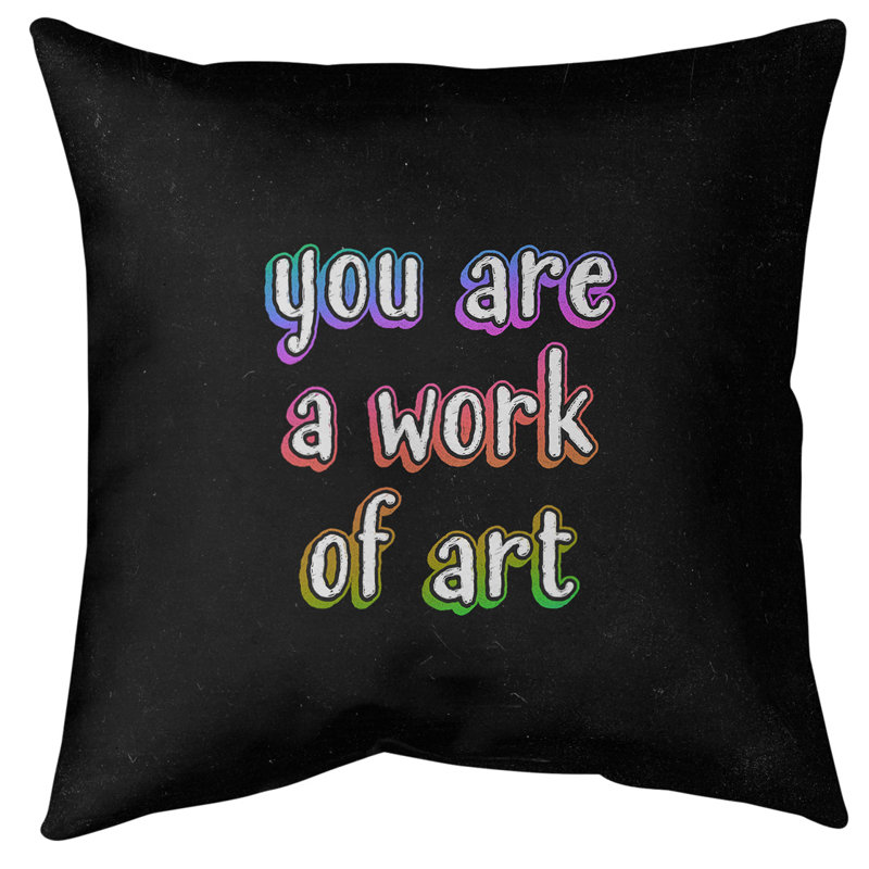 Coussin de sol œuvre d’art, H 36 po x l 36 po, Arc-en-ciel