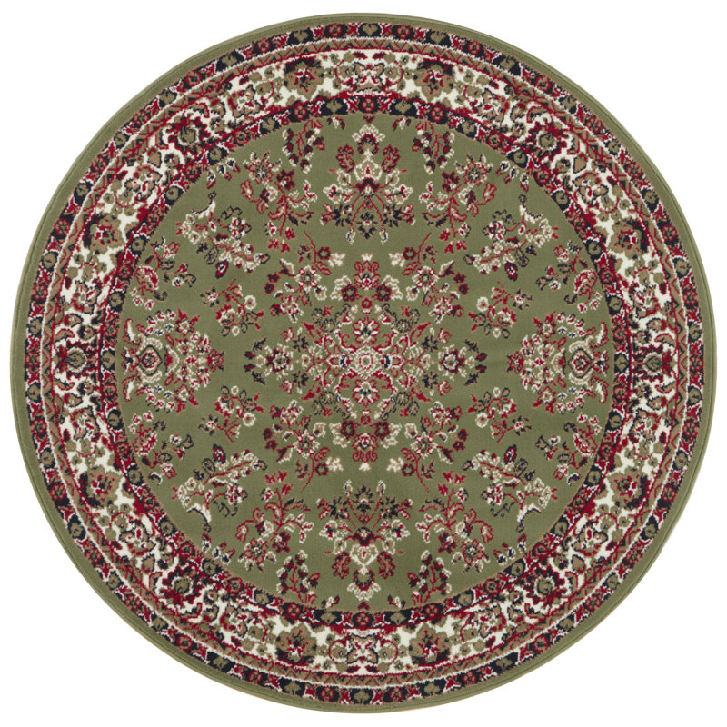 Zabul Tufted Green/Red/Cream Rug, Round 140cm