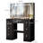 Vanity Table Set With Large LED Lights And Mirror, 3 Color Modes, Black Vanity Desk With 7 Drawers