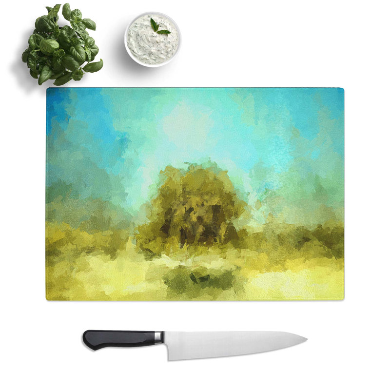 Tempered Glass Tree Chopping Board, 39 cm W x 28.5 cm L