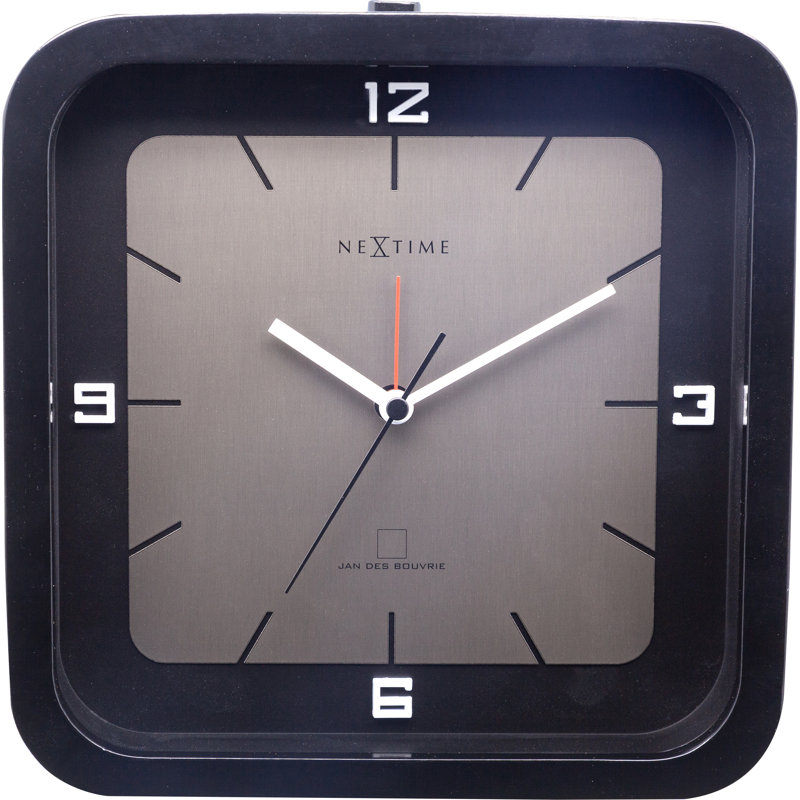 Analogue Metal Quartz Movement / Crystal Alarm Tabletop Clock, Black