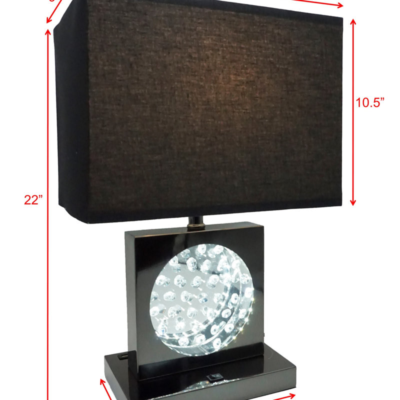 Lampe de table 1pc Luxury Crystal, Nickel, Noir / nickel