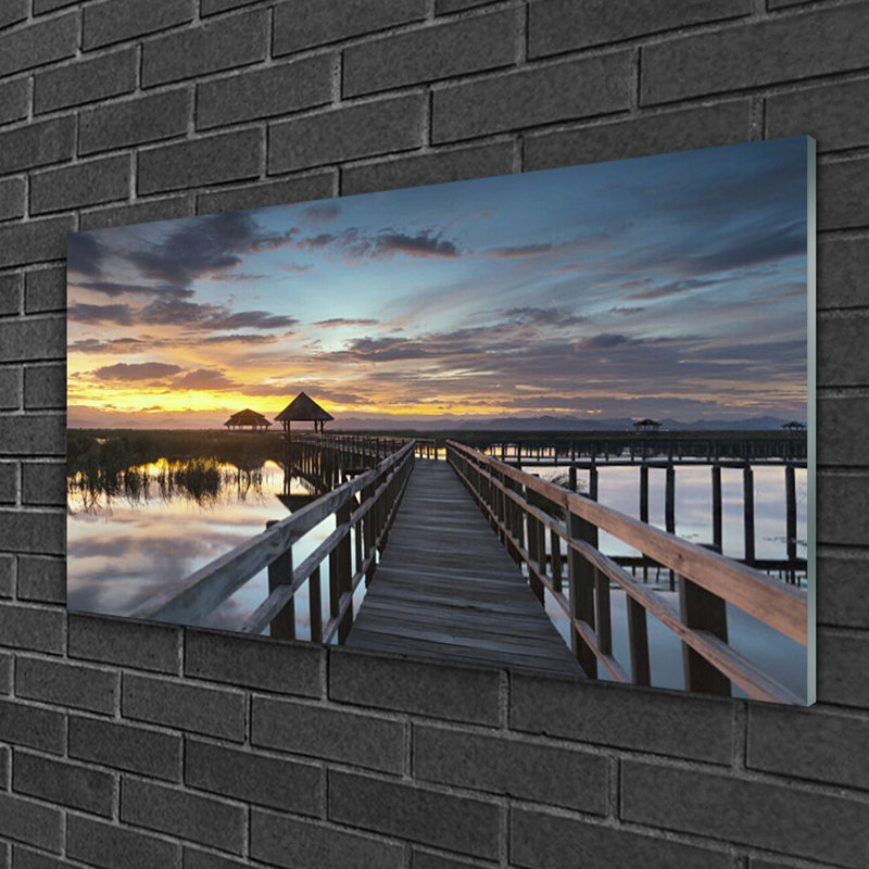 Glass Print Wall Art 100X50cm Image Printed On Glass Decorative Wall Picture Behind Toughened / Tempered Safety Real Glass For Kitchen & Living Room Theme: Bridge Architecture