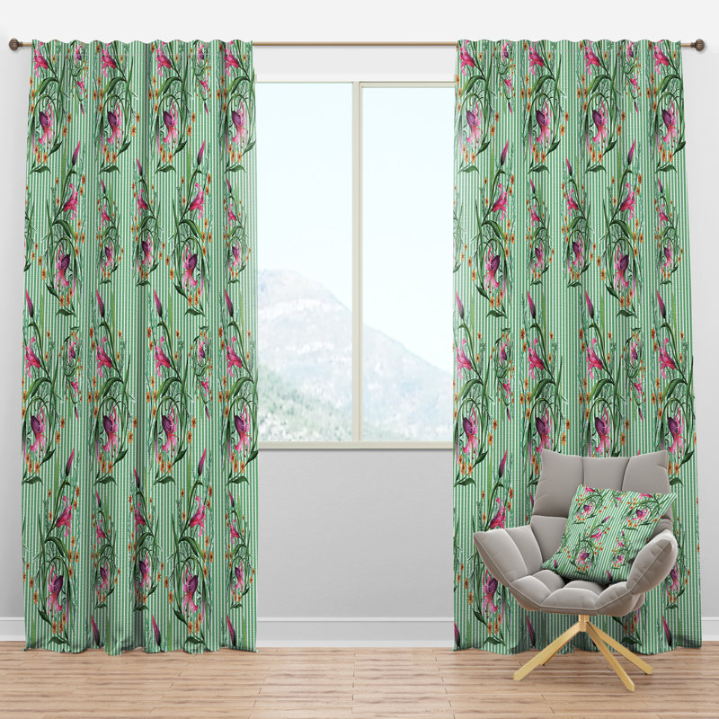 Panneau de rideau simple semi-diaphane avec passe-tringle Mid-Century, l 52 po x L 63 po