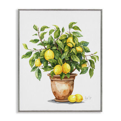 Giclée encadrée de citronnier en pot, design par Shelly Craig