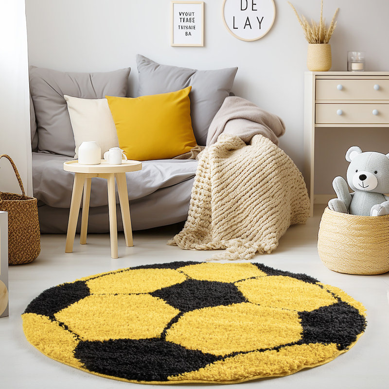 Chasteen Shag Rug, Round 120cm, Yellow
