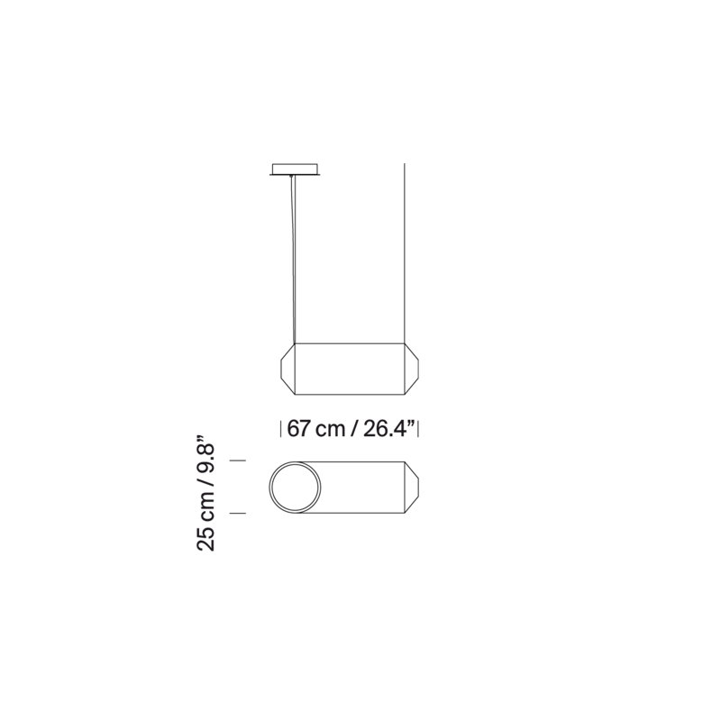 Tekiò Horizontal Pendant, 206.7" H x 26.4" W x 9.8" D, 34 W
