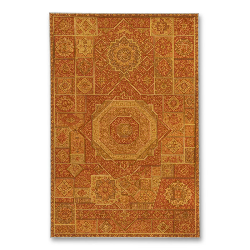 Tapis orange tissé lavable Mosso, 4'11" x 9'10"